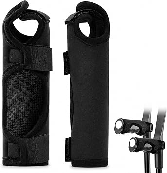 2Pcs Crutches Handle Pads, Comfortable Cushioning Support, Black Crutch Handle Covers with Adjustable Straps, Universal Fit for Daily Mobility Assistance and Physical Rehabilitation Exercises