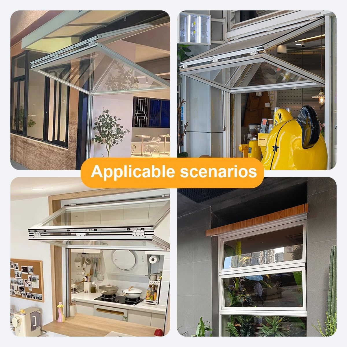 Vertical Folding Windows, White Aluminum Drop Down Serving Windows with Tempered glass and sealant strips (soundproofing), Double Hung Window for Flower Coffee Shop, Customizable(WxH 20x43in/51x109cm)