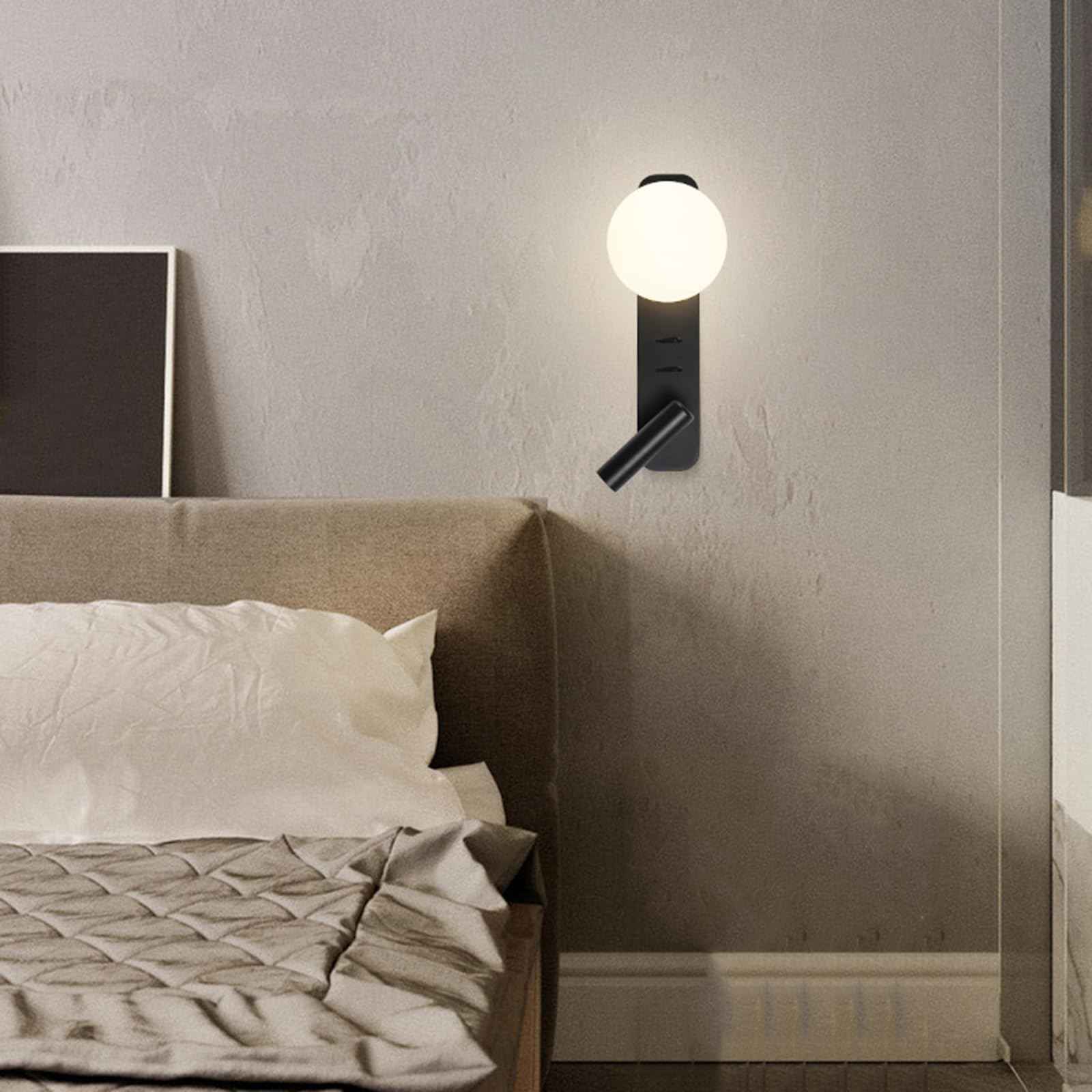 Kinkiety ścienne LED 3000K Ciepłe światło Obrotowa głowica Lampa nocna Lampka do czytania Lampa ścienna z kryształową kulą