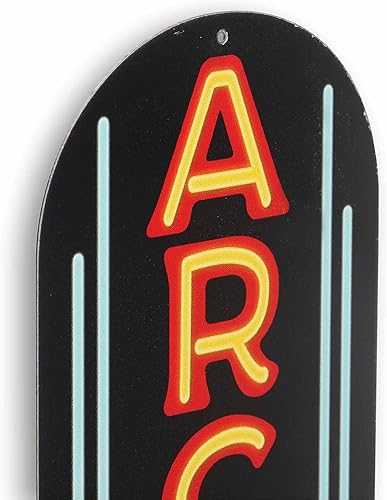 Miniatura 4 de Cartel de metal arqueado de juegos y premios de arcade  Cartel arcade vintage para sala de juegos, cueva de hombre o habitación de adolescentes