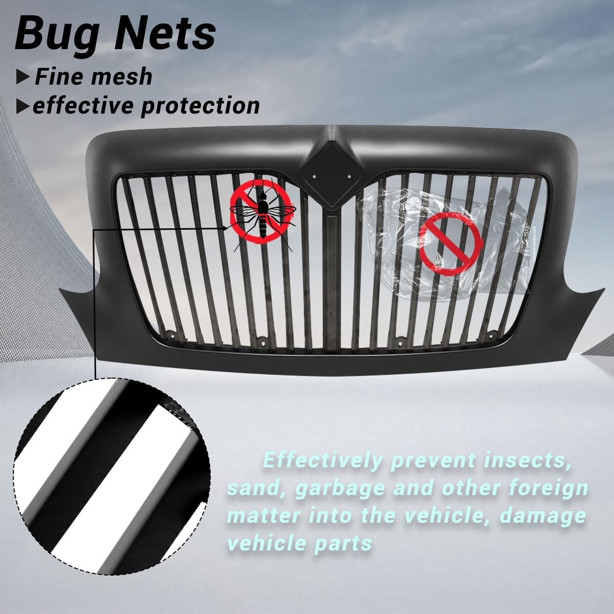 Replace the Spray Painted Black Front Grille Fits 2002-2019 International Durastar 4300