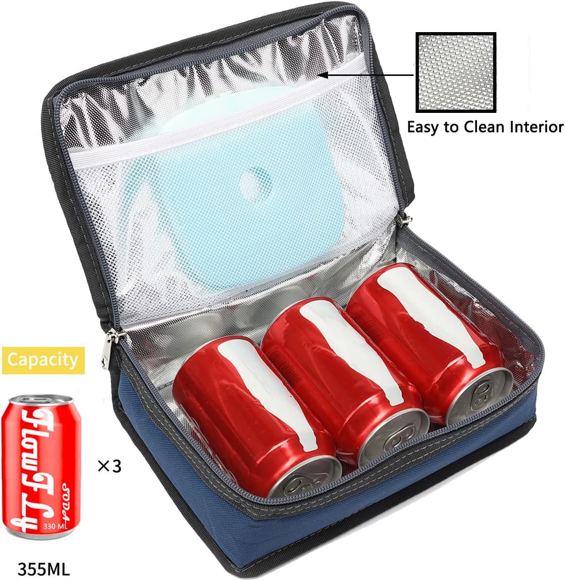 FlowFly Small Insulated Lunch box Portable Soft Bag Mini Cooler Thermal Meal Tote Kit with Handle for Work & School, Cyan