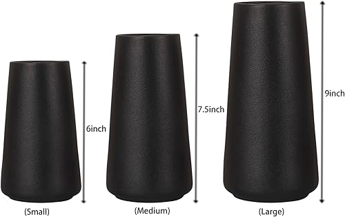 Miniatura 4 de Jarrón de cerámica esmerilada negra de 6 pulgadas, moderno jarrón minimalista para lavanda, hierba de pampas, flores secas y plantas, elegante