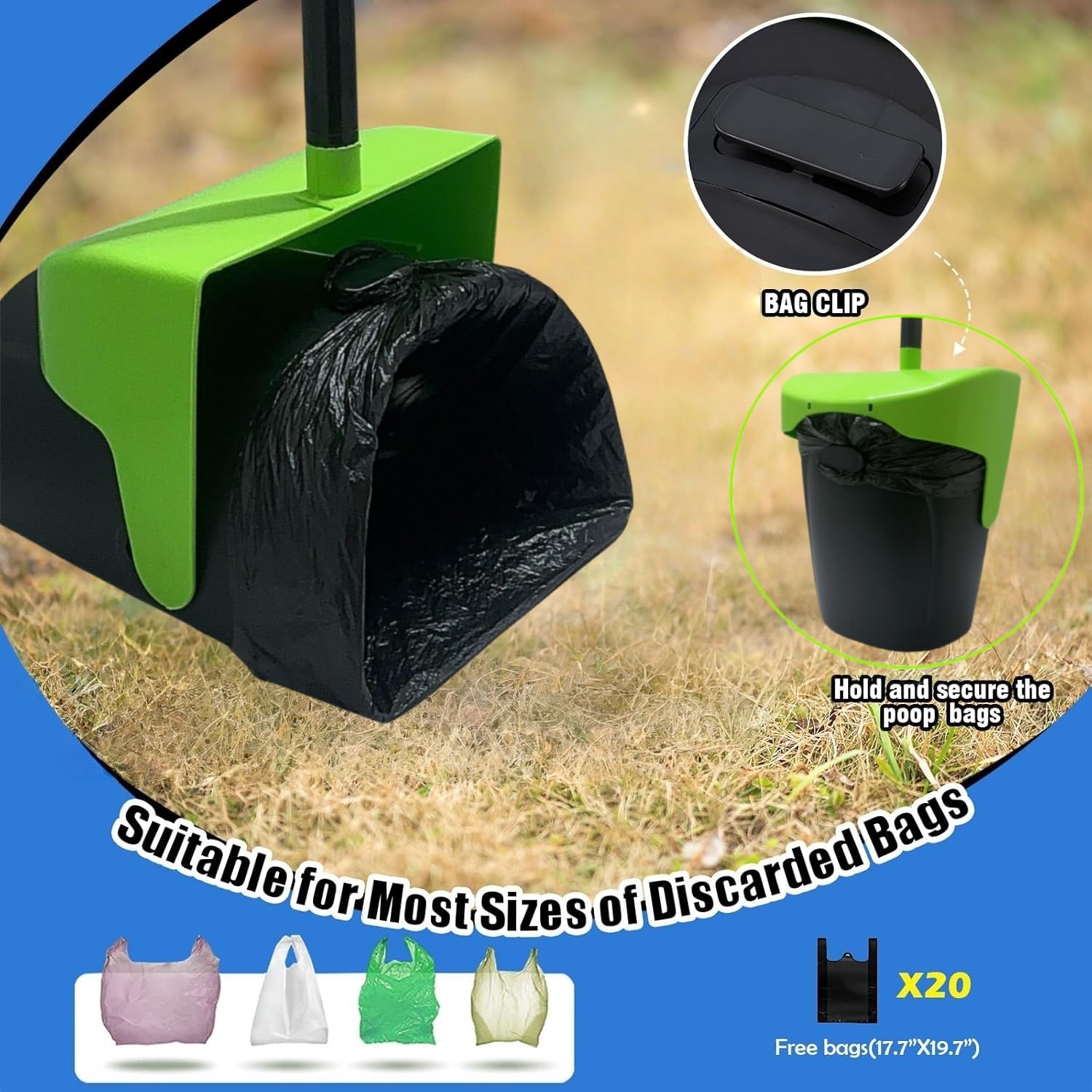 Ceasyde Pooper Scooper Swivel Bin & Rake with 20 Waste Bags - Image 3