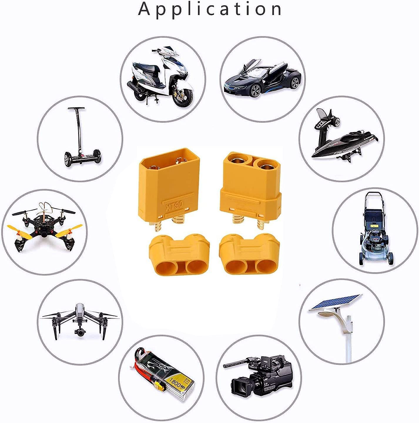 10 szt. 5 par wtyczek XT90 Plug, XT90 męski złącze żeńskie, XT90H wtyk do baterii RC Lipo Battery Helicopter Quadcopter (5 szt. XT90H Plug + 5 szt. gniazdo XT90H)