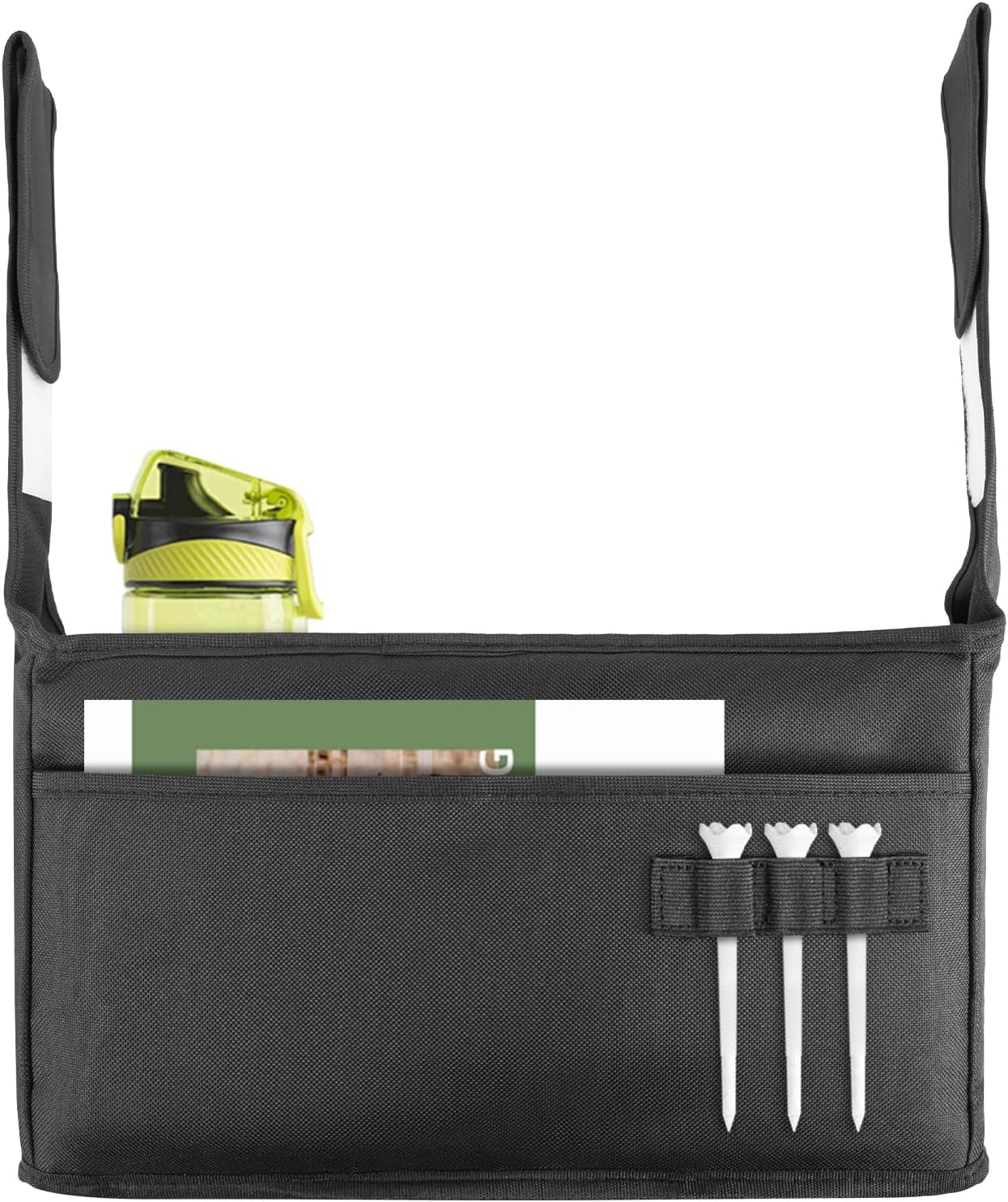 Golf Organizer - Push Cart Accessory with Storage Bag, No-Drilling Pouch, Adjustable Drink Holder - Gift for Men