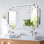 Chende 32" x 47" Large Mirror for Decor, Decorative Wall Mirror with Beveled Edge and Glass Pieces, Rectangle Mirror for Living Room, Bathroom, Bedroom, Dining Room, Horizontal/Vertical Mirror