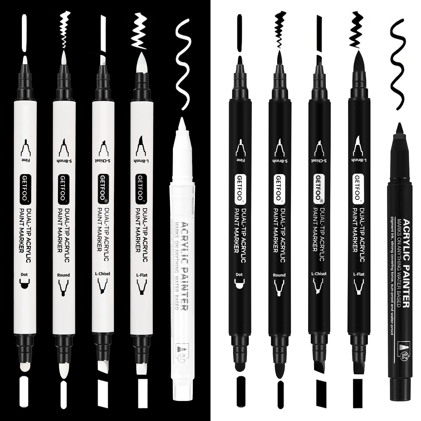Black & White Acrylic Paint Pens - 10 Pack -1