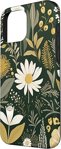 Vista 47 de Funda botánica retro para iPhone 11 Pro Max con diseño botánico bohemio y verde oliva