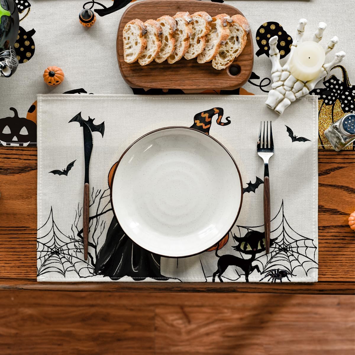 Artoid Mode Ghost Spider Web Halloween Placemats Set of 4-12 x 18 Inch