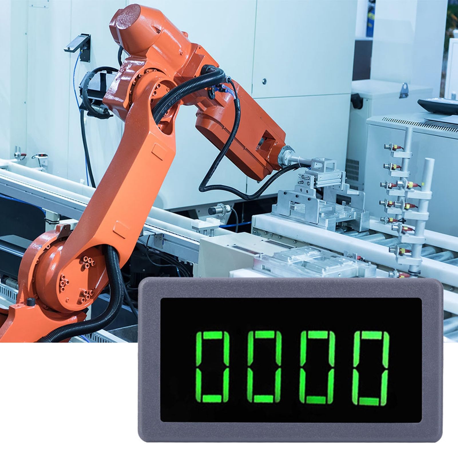 Green 4 Digit LED Engine Tachometer Tachometer NPN Hall Proximity Switch Sensor (Speedometer)