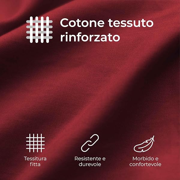 Federe 50x50 Cotone Rinforzato (Set da 2) - Borgogna - Trama Fitta a 57 Fili/cm² - Federe Cuscini 50x50 cm - Federe Cuscino 50x50 Certificate Oeko Tex - Dreamzie - 4