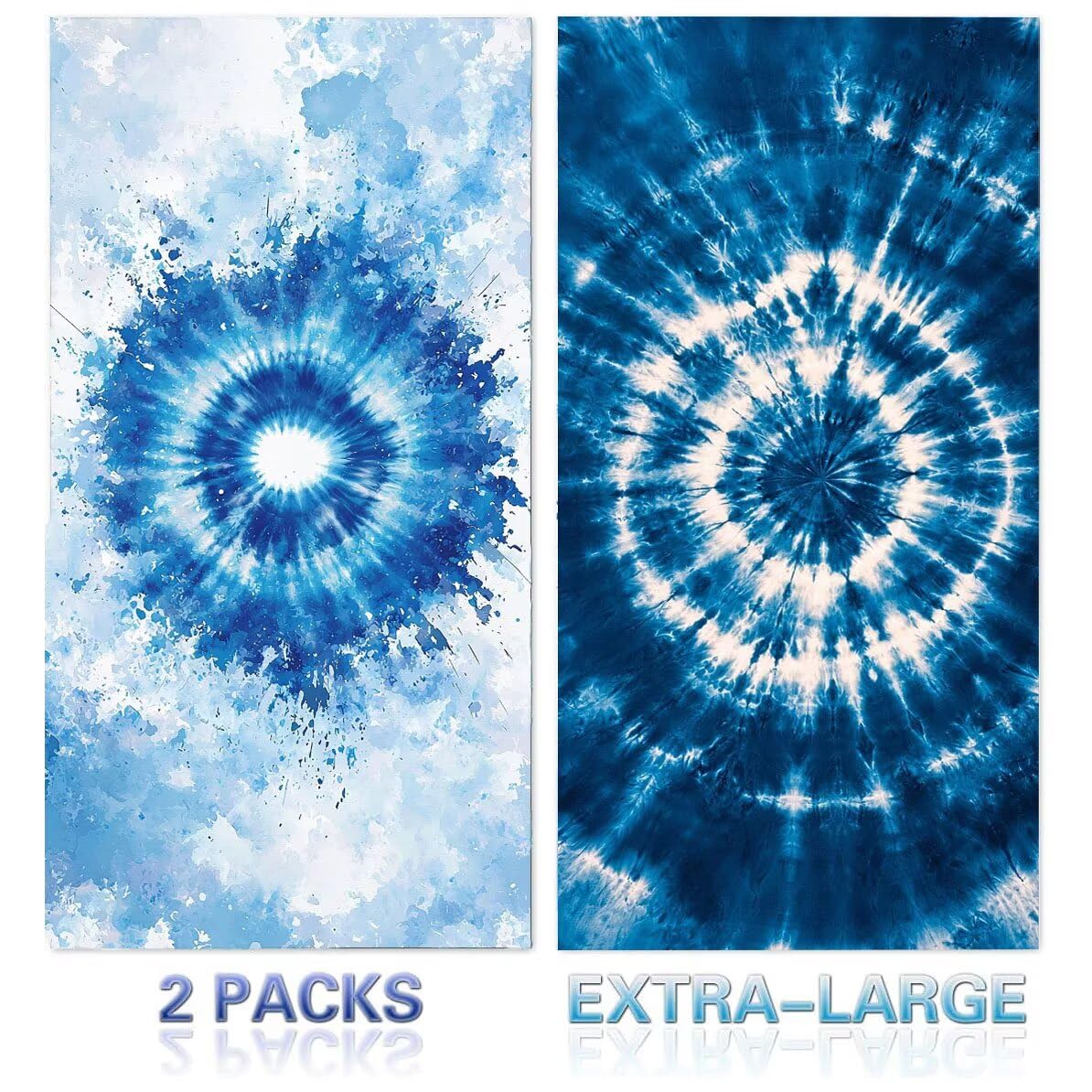 Strandtuch, Groß Strandhandtuch 100 x 200 cm 2er Set Mikrofaser Handtuch - Sandfrei Badetuch, Saugfähig und Schnelltrocknendes Handtuch/Strandtuch xxl Saunatuch Stranddecke Zubehör (Bleich Blau) V1084