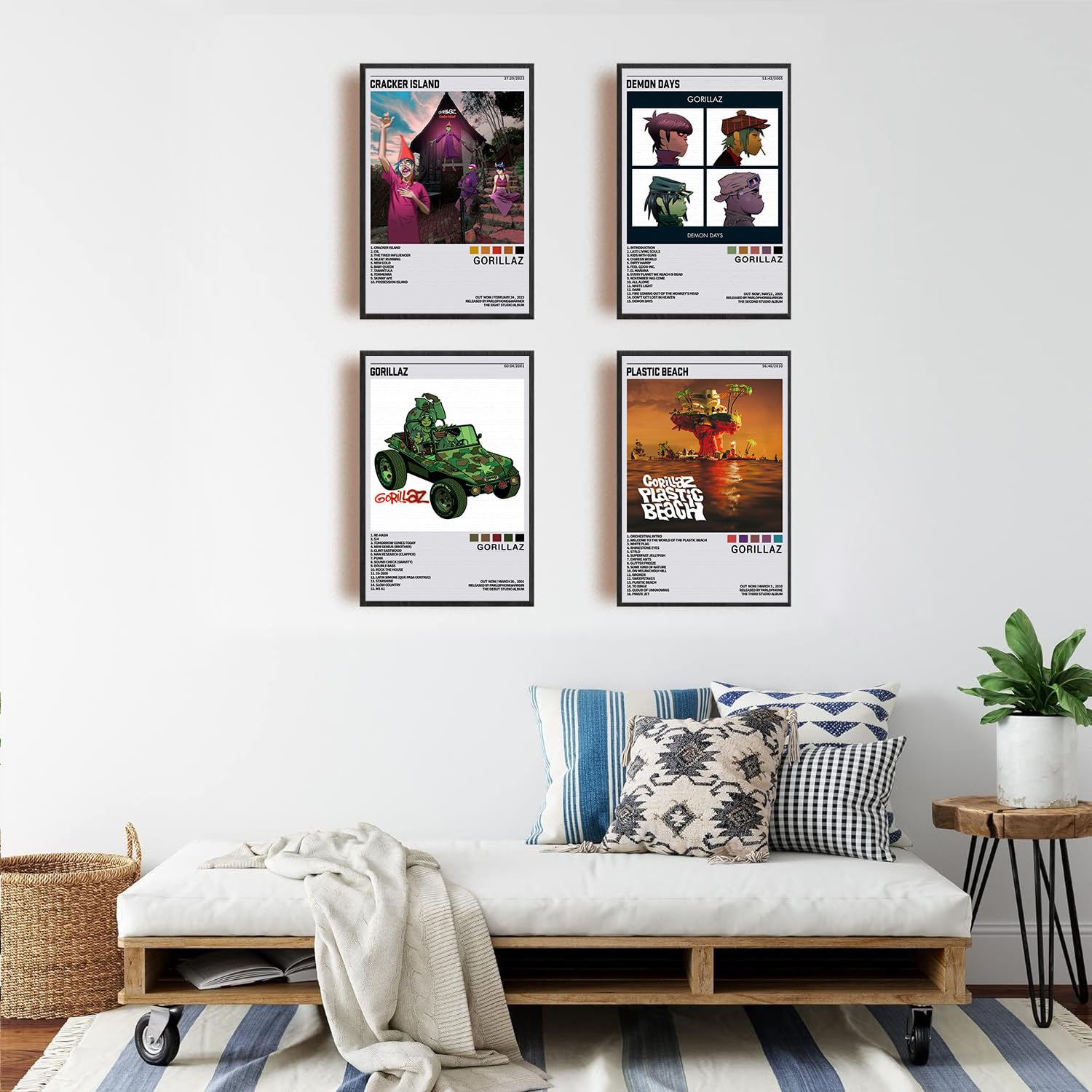 omle Gorillaz Music Album Cover HD Prints Canvas Wall Art Set of 4 for Living Room Bedroom Music Classroom Posters Girls Wall Decor Art 8x12 inch Unframed — view 6