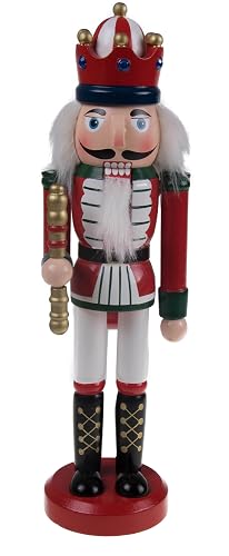 Clever Creations White King 10 Inch Traditional Wooden Nutcracker, Festive