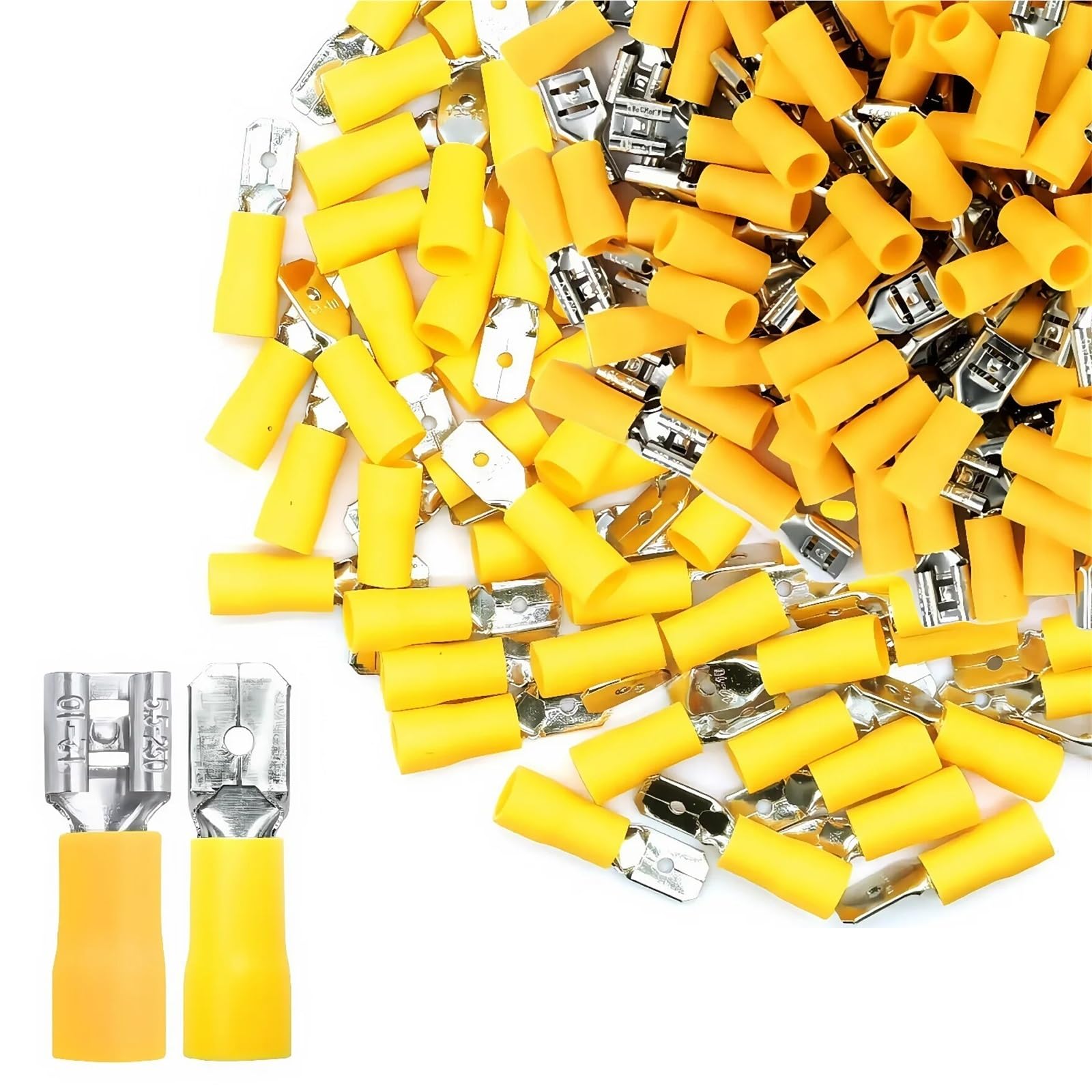Cosses à sertir isolées, connecteurs de fils, 300 cosses électriques mâles/femelles 6,3 mm déconnexion rapide pour la terminaison divers câbles et(Yellow)