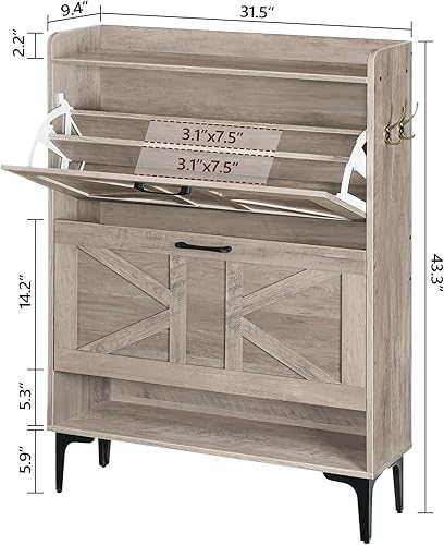 Vista 20 de SHWT9401 Gabinete de almacenamiento de zapatos, organizador de zapatos con 2 cajones abatibles, almacenamiento oculto de zapatos para entrada