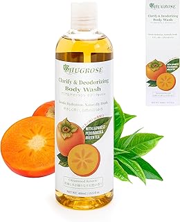 Persimmon Body Wash with Japanese-Grown Persimmon Extract, Citrus-Woody Scent, Ideal for Sensitive Skin, Large Volume 13.5 oz, Bath Gel for All Ages & Skin Types