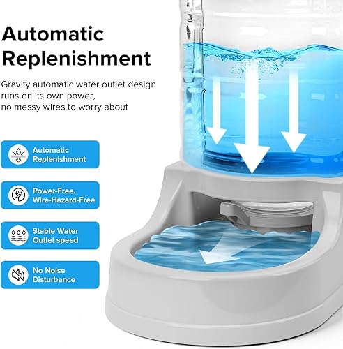 Miniatura 5 de Kenond Dispensador automático de agua para perros de 2.5 galones, cuenco de agua por gravedad para perros, dispensador de agua grande de 9.5 L,