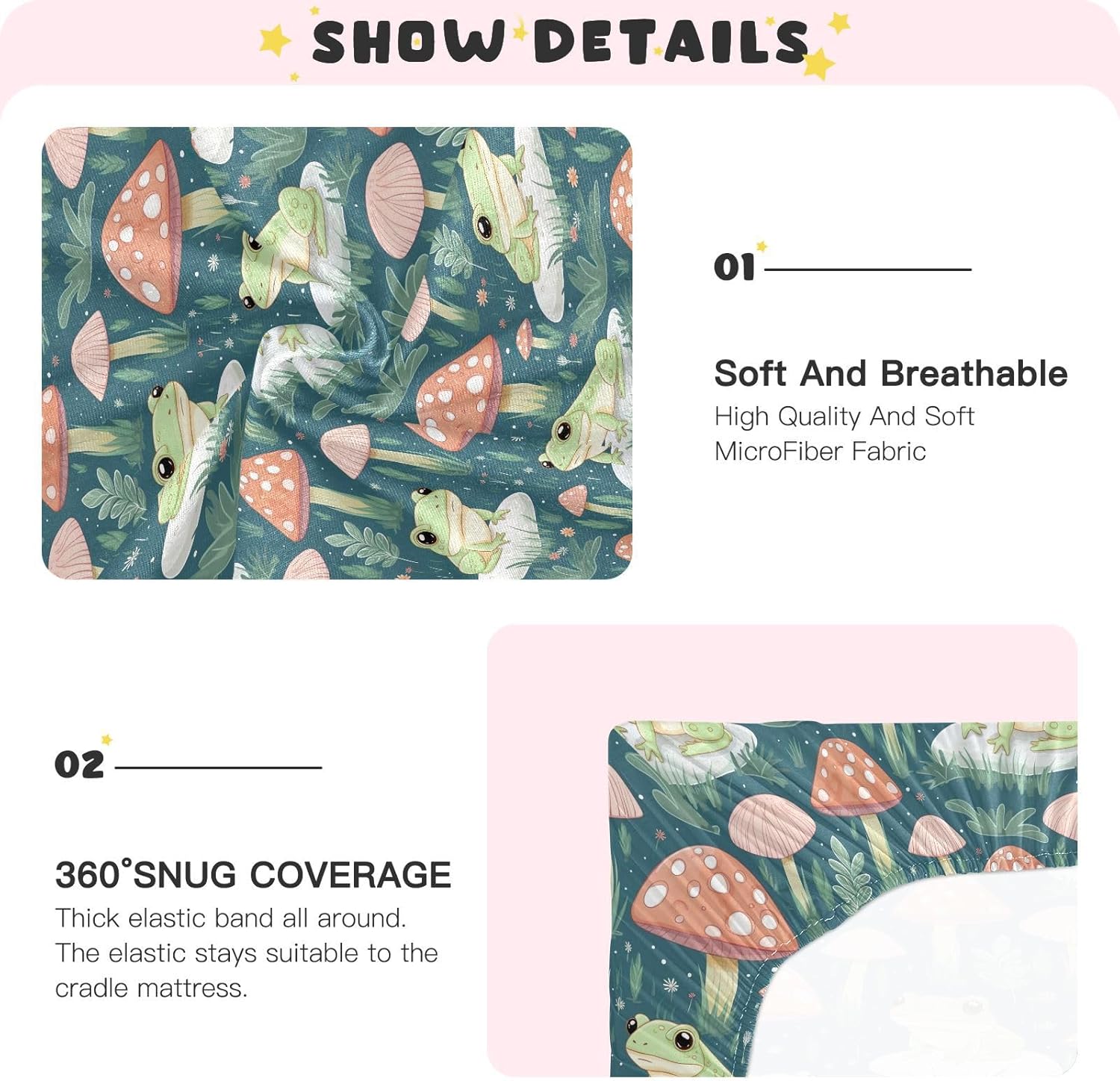 Fitted Crib Sheets Cute Frogs Mushroom Baby Crib Sheets for Boy & Girl Toddler Mattress Sheets 21216810
