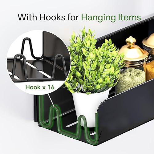 Miniatura 7 de Estante magnético para especias para refrigerador, estante magnético, organizador de especias para refrigerador, paquete de 4 con 16 ganchos,