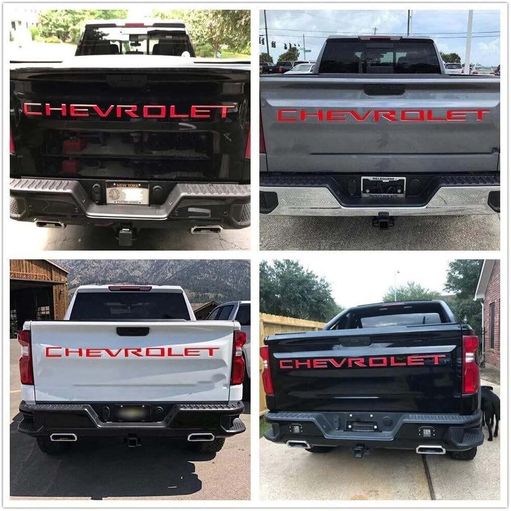 Tailgate Inserts Letters Compatible for 2019-2025 Sverado, 3D Raised & Strong Adhesive Decals Letters (Red)