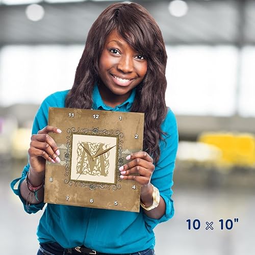 Miniatura 5 de 3dRose DPP_186359_1 M Reloj de pared vintage vintage con diseño de vides y flores en sepia y peltre, 10 x 10 pulgadas