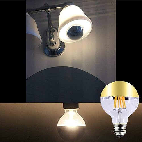 Miniatura 6 de Lxcom Lighting Bombilla LED G25 de 8 W, color oro medio cromado, regulable, bombillas G80 con espejo, 80 W, igual blanco cálido, 2700 K, base E26,