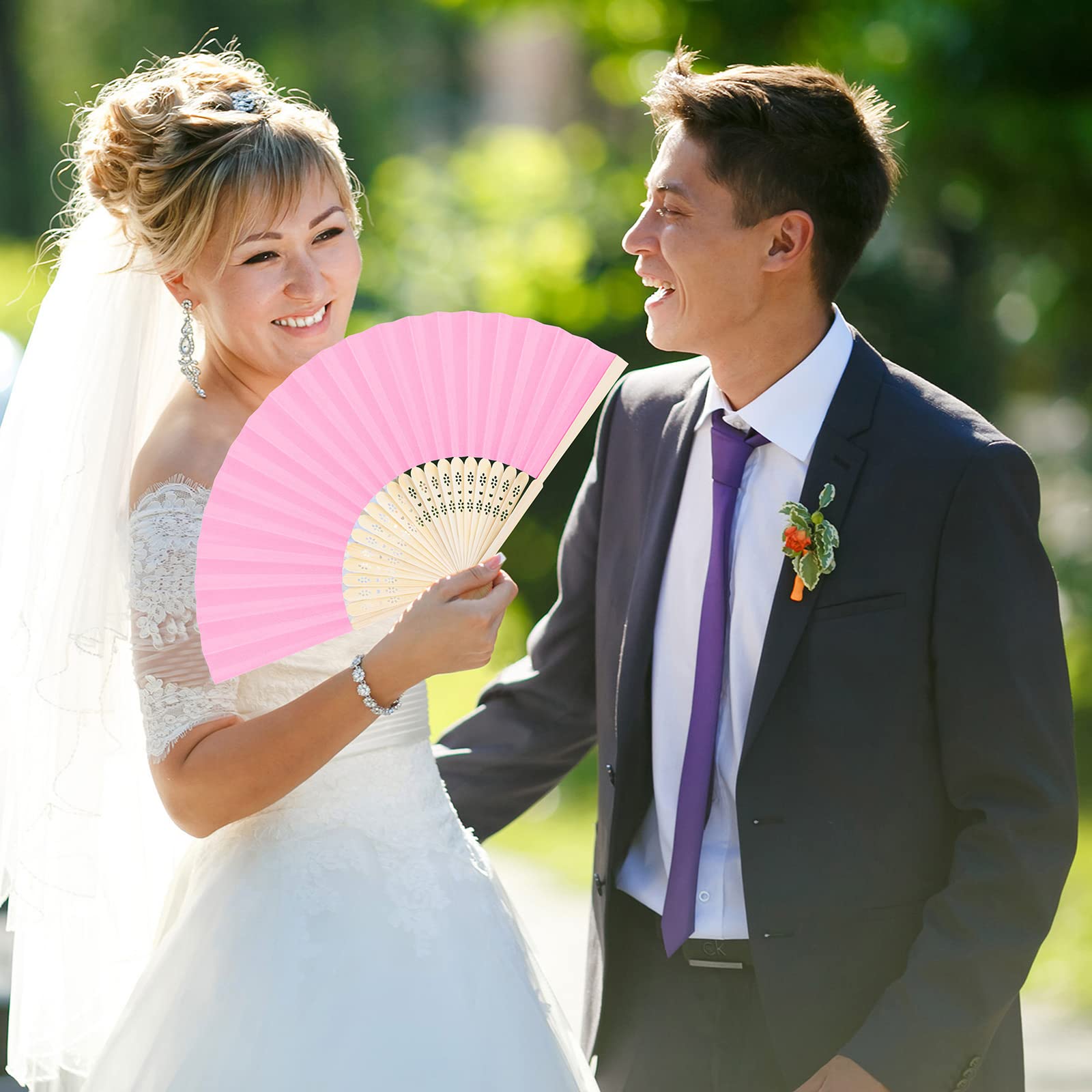 Aneco Papierfächer mit Bambus, 48 Stück, für Hochzeit, Party, Zuhause, DIY, mehrfarbig