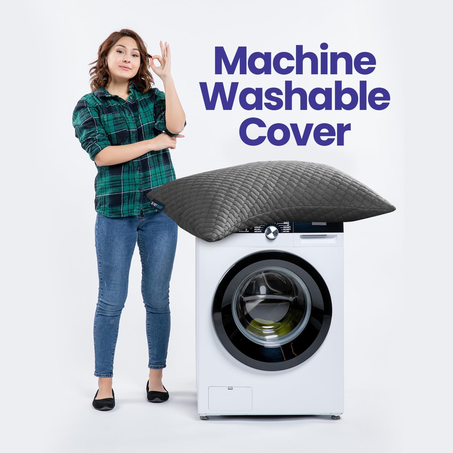 Sidney Sleep Set of 2 Queen Size Bed Pillows for Side and Back Sleepers - Adjustable Filling - Memory Foam Pillows for Neck and Shoulder Pain - Customizable Loft - Extra Foam Included (Grey)