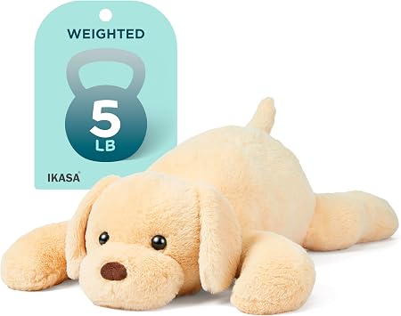 IKASA 5lbs Weighted Stuffed Animal Labrador Dog Plush Toy, Heavy Plushie | Soft Fluffy Plush with Weighted Filling, Calming Comfort Companion for Relaxation, Gifts for Kids Adults