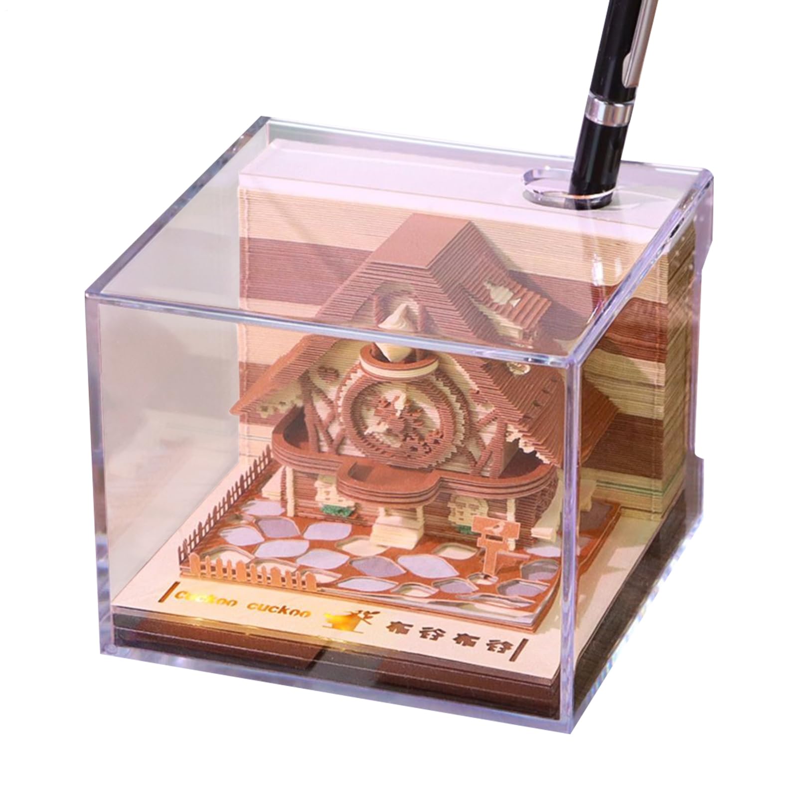 Calendario 2026 de escritorio tridimensional con cubierta de plexiglás transparente para mesa 8