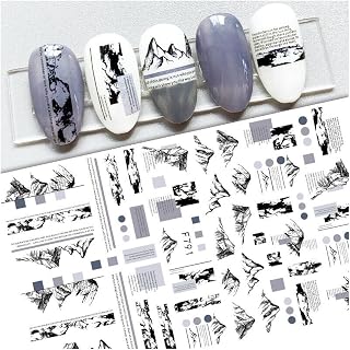 Generic Mountain Letters Nail Sticker Newspaper Moon Totem Heart Flower Line Stripes F791 Nail Wraps Art Stickers Manicure Supplies for Women for Home Nails Full Long Lasting Easy Apply and Remove
