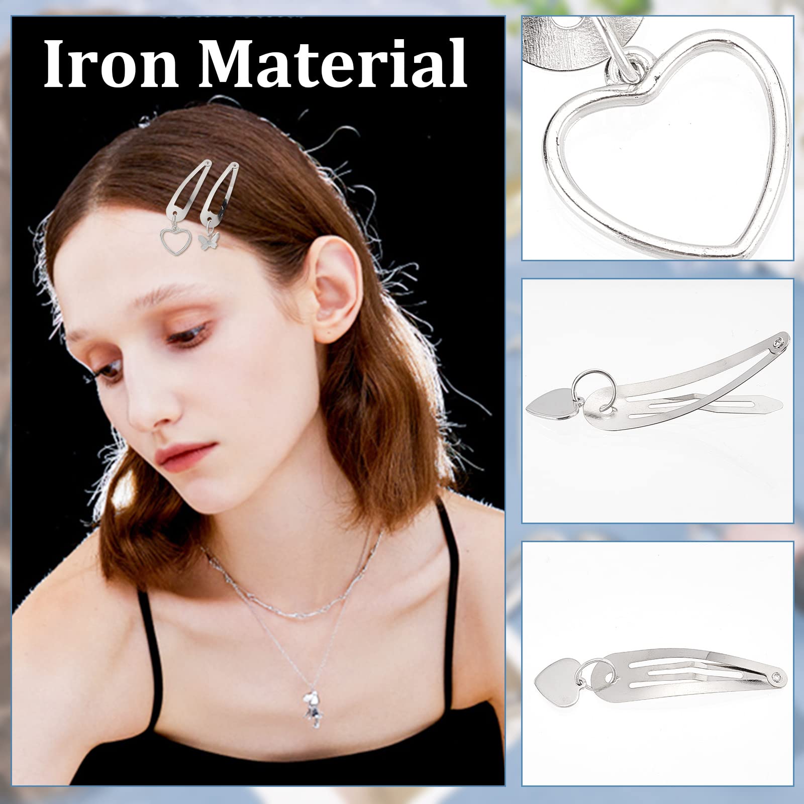 Haarspangen Aus Metall Mit Kreuz & Herz – Silber, 4 Stück, Für Stylische Frisuren