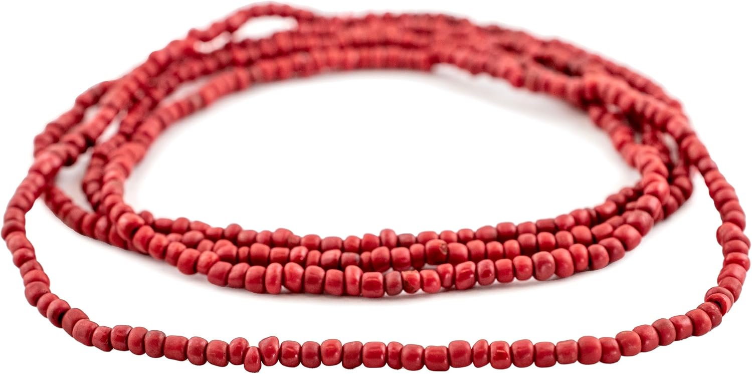 The Bead Chest Red Java Glass Seed Beads (4mm, 48" Strand)