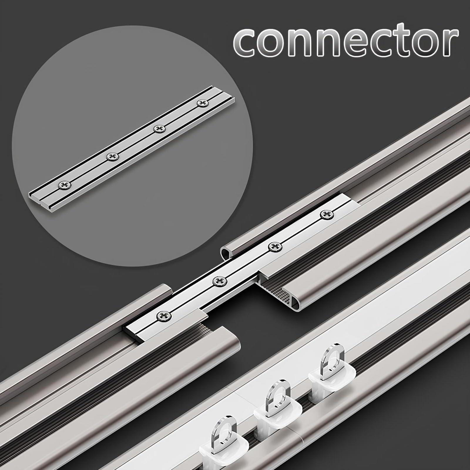 UltraThin montowany na ścianie aluminiowy zestaw gąsienic do przesuwnych przegródek i szafy 250 cm, biały, idealny do sypialni i przestrzeni prysznicowych