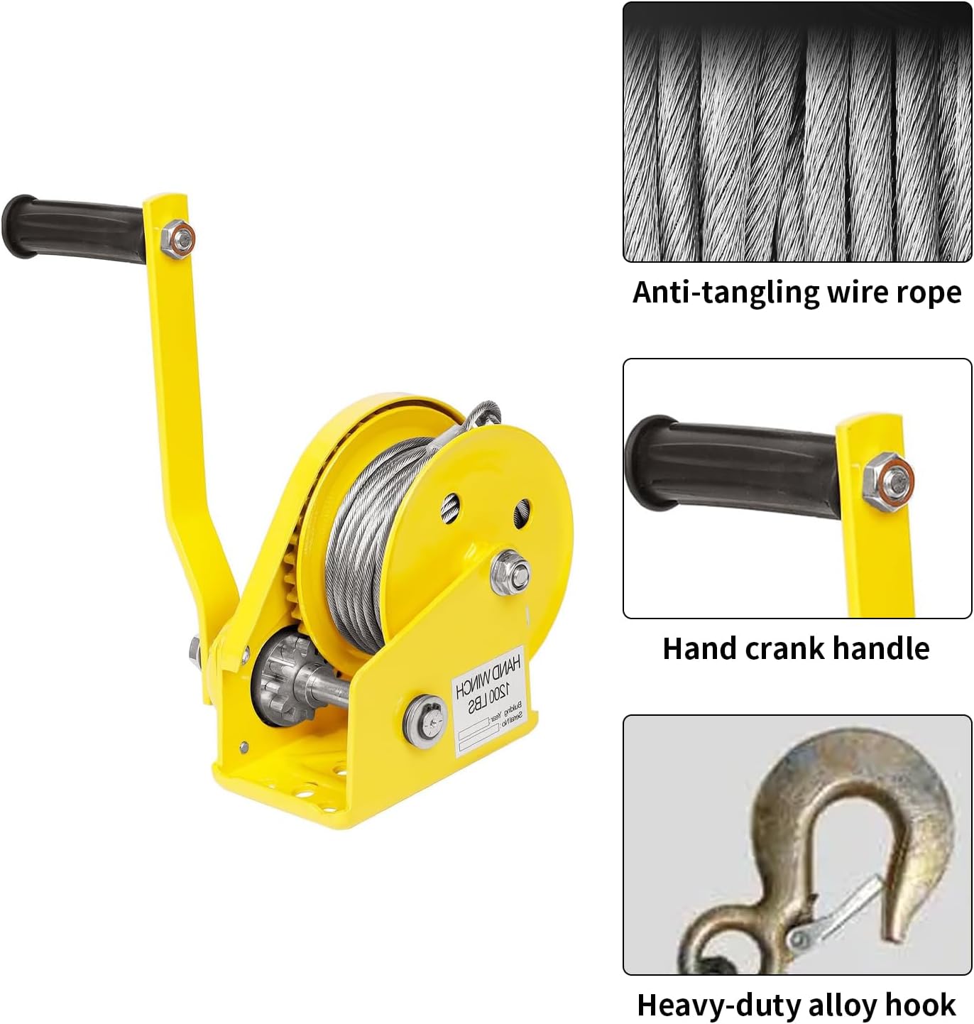 Air Conditioning Installation Tool Set 30m Cable Hand Winch 330lbs Hoist Crane for Outdoor AC Unit Mounting Perfect for HVAC Professionals and DIY Enthusiasts,20M/65Feet
