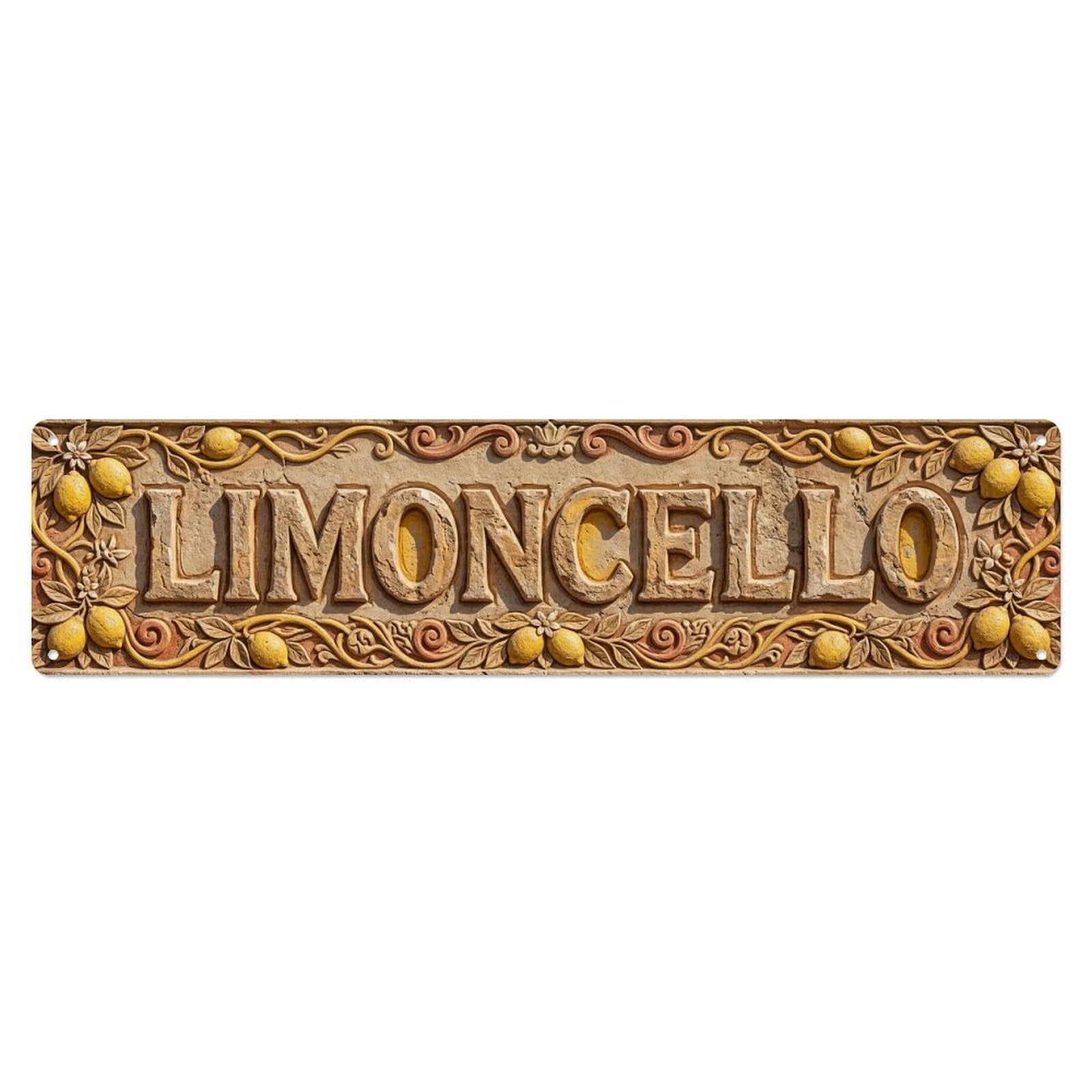 Vintage Limoncello Carved Sandstone Italian Metal Tin Sign Plaque Wall Decor for Cafe, Club, Garden Metal Poster 4x16Inch