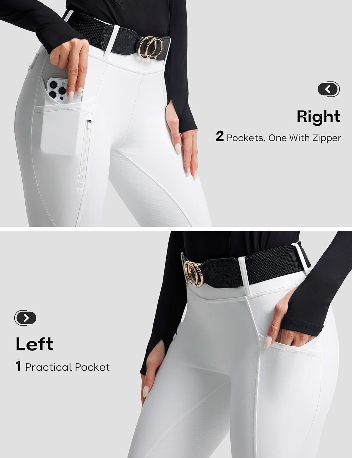 FitsT4 Sports Women's Horse Riding Pants Full Seat Equestrian Breeches High Waist Horseback Riding Tights with Pockets - Image 4