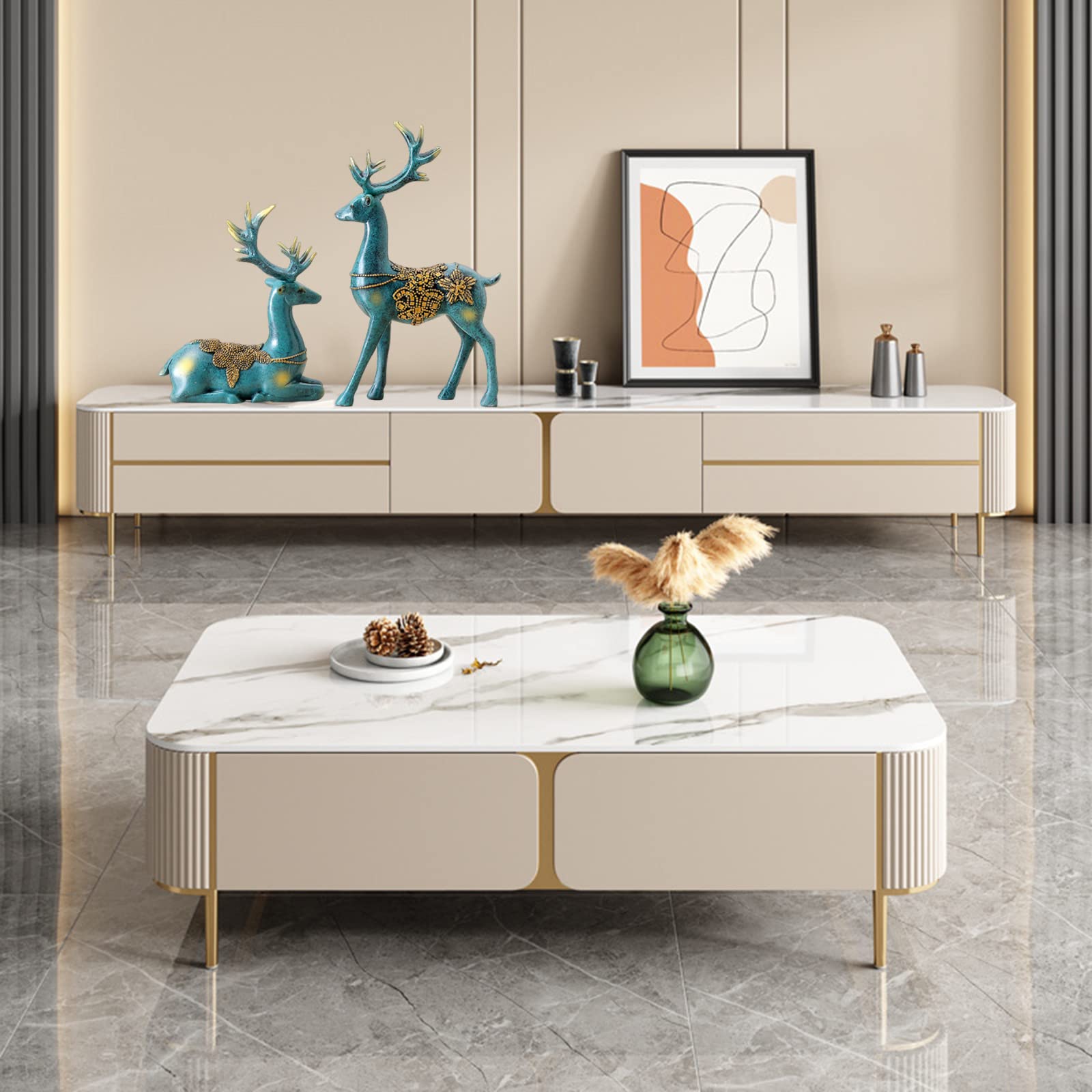 Juego De 2 Figuritas De Ciervos De Navidad para Decoración De Renos De Vacaciones, Decoración De Renos De Pie Y Sentado, Estatuas De Decoración Navideña para El Hogar