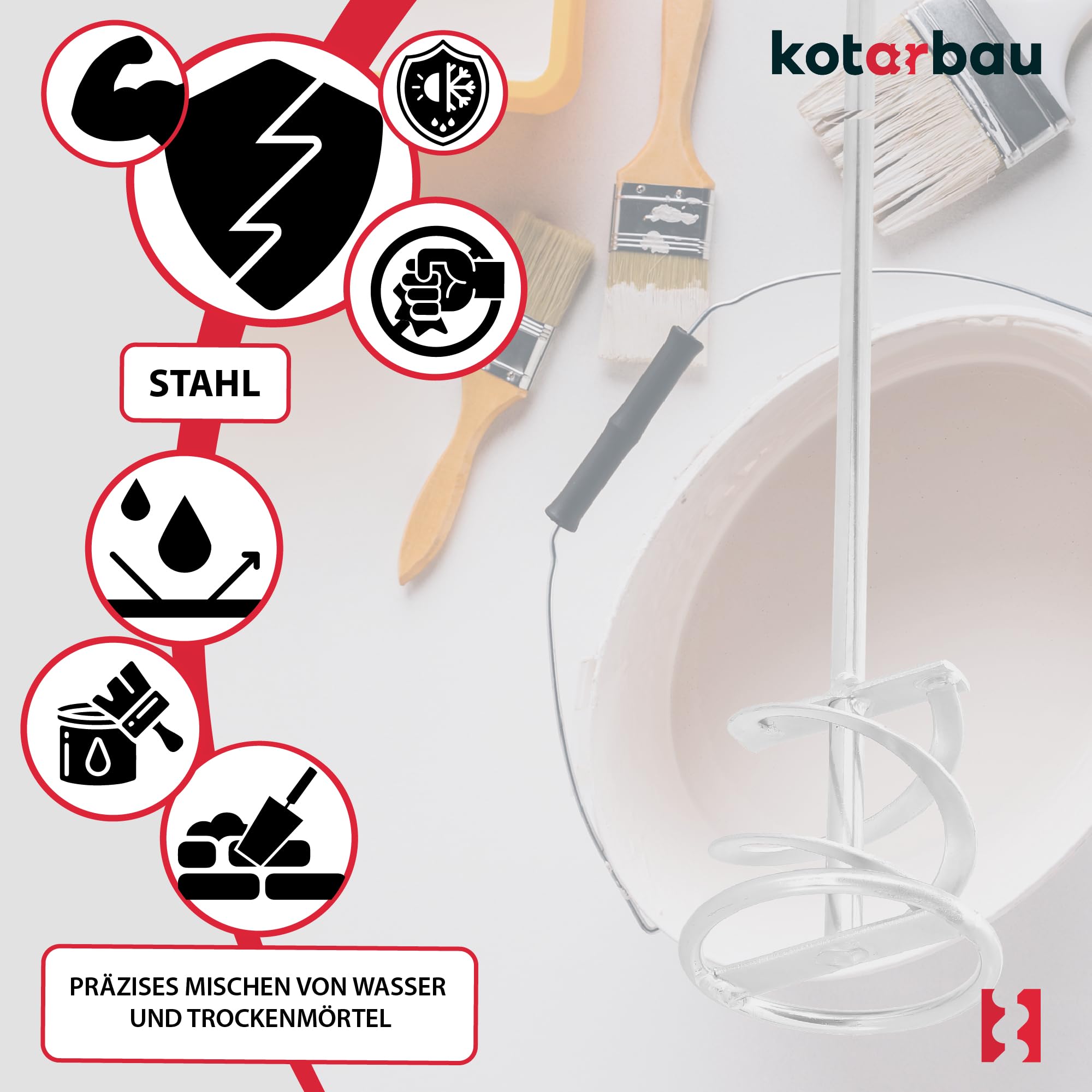 KOTARBAU® Mörtelrührer Spiralmischer 120 mm met M14 draad voor cement, pleister, gips, kleuren, roerkorf, spiraalroer, rondenroer, kleurroer, roerkwast, gipsroer KOTARBAU® Mörtelrührer Spiralmischer 120 mm met M14 draad voor cement, pleister, gips, kleuren, roerkorf, spiraalroer, rondenroer, kleurroer, roerkwast, gipsroer