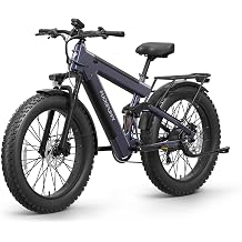 PUCKIPUPPY 1350W Electric Bike, Dual 48V 30Ah Battery Up to 130 Miles, Full Suspension Ebike with Torque Sensor, 8-Speed, 28MPH, 26"x4" Fat Tires Off-Road Electric Bike for Adults,Bulldog Pro