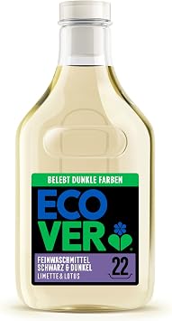 Ecover Mild Detergent Black & Dark - Lime & Lotus 1L/22 Washes, Liquid Detergent with Plant-Based Ingredients for Dark Laundry