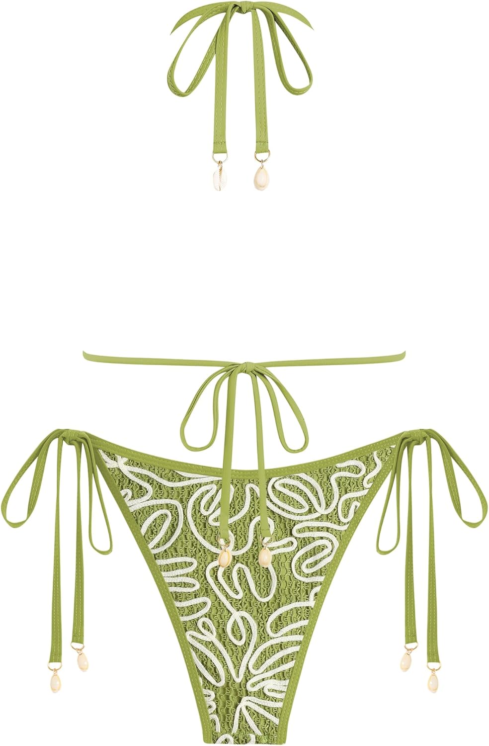 ZAFUL Women's Colorblock Stripes Triangle Halter Tied Cheeky Thong Bikini Set High Cut Two Piece Bathing Suit