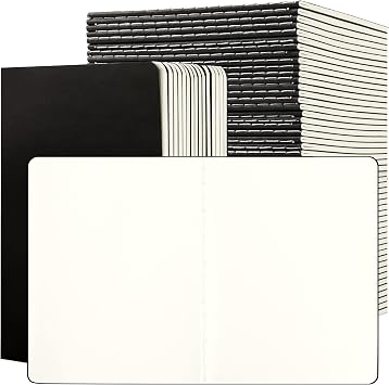 100 Pack Small Blank Notebook & Journal Bulk, Black Cover, Unlined Thick Paper, 4.25x5.5 inch,48 Page, Pocket Writing Sketchbook Subject Note Pad Set for Women Men Kid Traveler Student Office