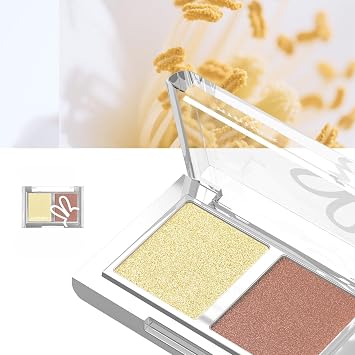 HYNTOOR Two-Tone Eyeshadow Palette, Shimmering Yellow and Vinca Blue, Spring/Summer Floral Pattern, Daily Color Blocking, Long-Lasting Matte Satin Finish (028, 3g)