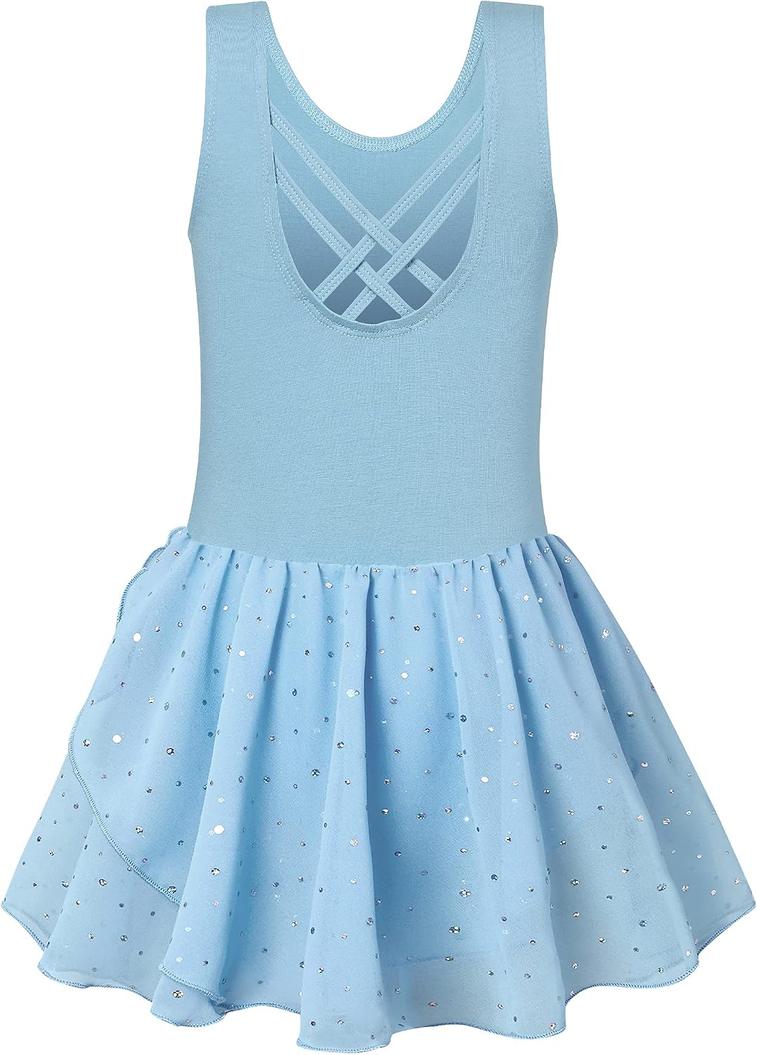 Kids4ever Girls Ballet Leotards for Dance 3-11T Kids Ruffle Short Sleeve Gymnastics Tutu Dress with Sparkle Skirt
