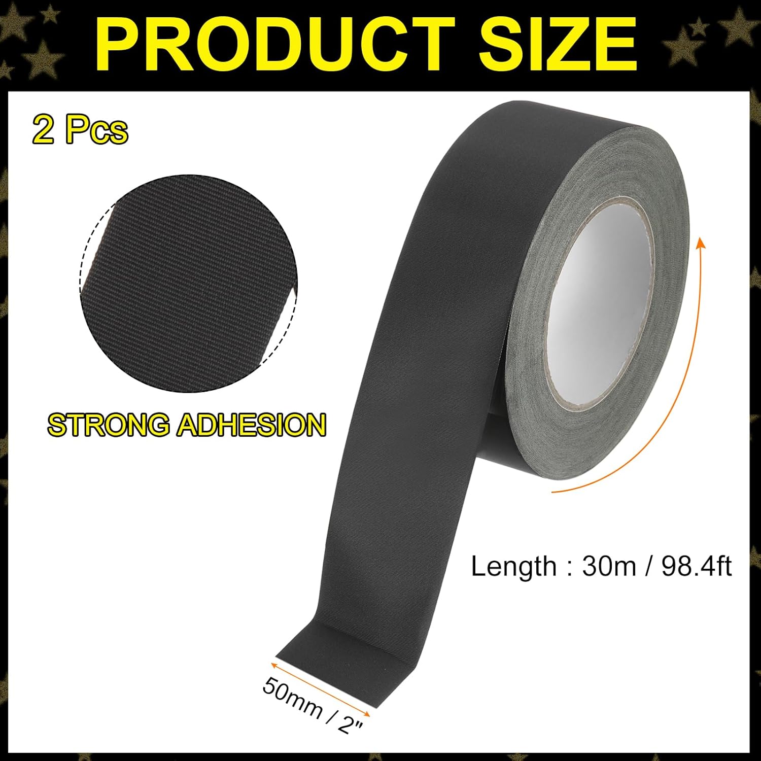 MECCANIXITY Insulating Acetate Cloth Adhesive Tape, 2in x 98ft Black Electrical Heat Resistant Fabric Tape with Paper for Laptop Electric Automotive Guitar Repair Wire Harness, 2Pcs