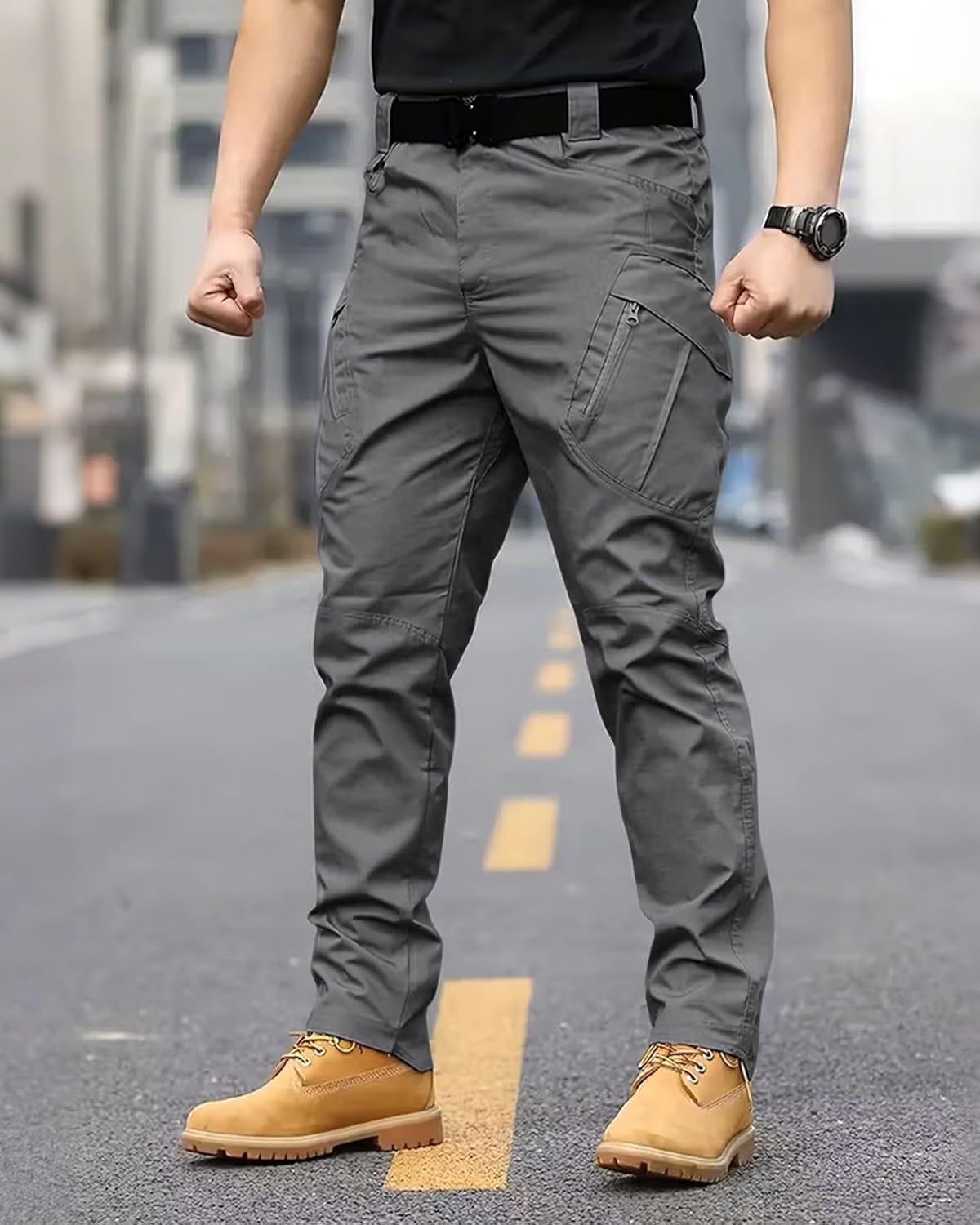 Men's Tactical Cargo Pants Stretch Ripstop Lightweight Waterproof Multi Pockets Work Hiking Outdoor Casual Pants (No Belt) - Image 2