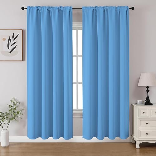 Miniatura 12 de CUCRAF - Juego de 2 paneles de cortinas opacas negras de 63 pulgadas, cortinas con bolsillo para varilla para oscurecer la habitación para